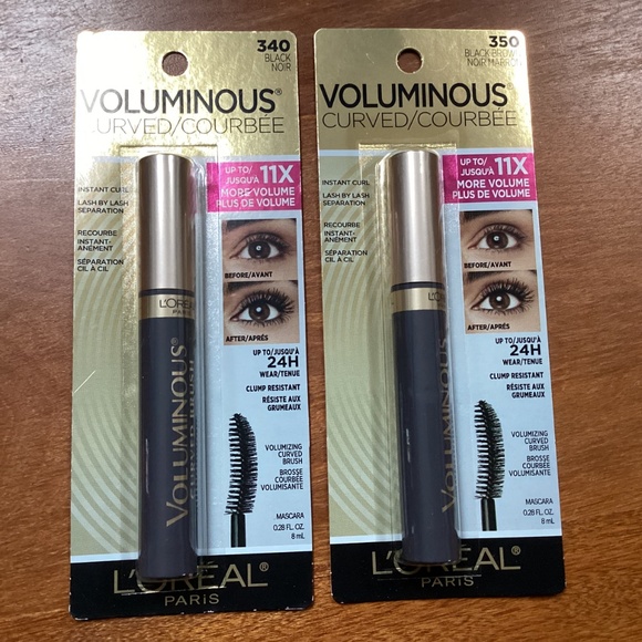 Loreal Paris Voluminous Curved 340 Black/350 Black Brown NEW 0.28 fl oz - Picture 3 of 10